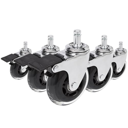 hjh OFFICE 729401 Bürostuhlrollen ROLO SKATE Silber/Transparent 5 x Hartbodenrollen 11 mm x 75 mm mit Feststellbremse hjh OFFICE 729401 Bürostuhlrollen ROLO SKATE Silber/Transparent 5 x Hartbodenrollen 11 mm x 75 mm mit Feststellbremse von hjh OFFICE