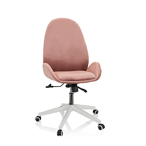 hjh OFFICE 729429 Schreibtischstuhl AVEA Samt höhenverstellbarer Drehstuhl mit hoher ergonomischer Rückenlehne, Rosa von hjh OFFICE