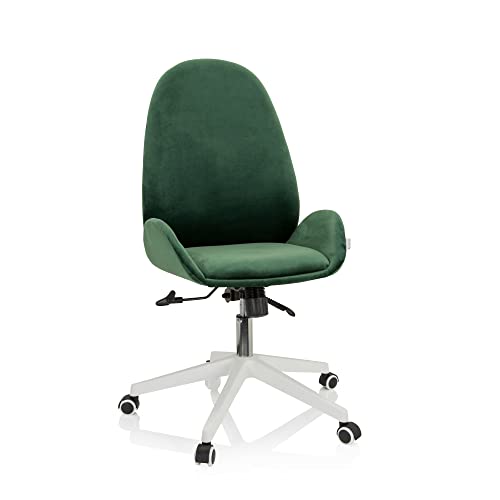 hjh OFFICE 729430 Schreibtischstuhl AVEA Samt höhenverstellbarer Drehstuhl mit hoher ergonomischer Rückenlehne, Grün von hjh OFFICE