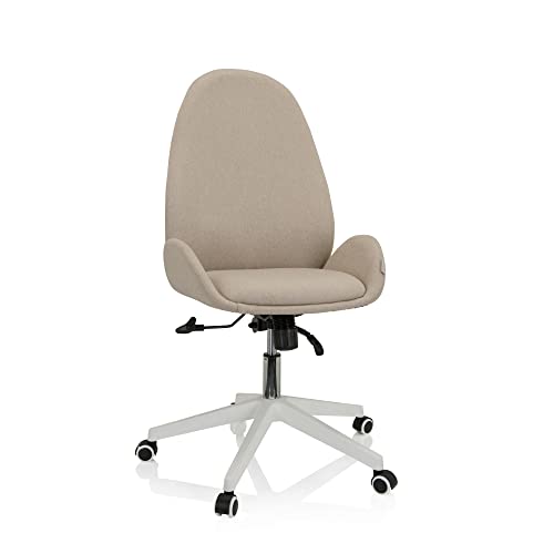 hjh OFFICE 729431 Schreibtischstuhl AVEA I Stoff höhenverstellbarer Drehstuhl mit hoher ergonomischer Rückenlehne, Beige von hjh OFFICE