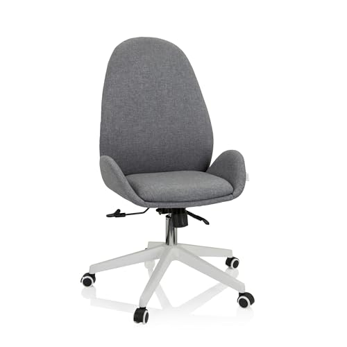 hjh OFFICE 729432 Schreibtischstuhl AVEA I Stoff höhenverstellbarer Drehstuhl mit hoher ergonomischer Rückenlehne, Grau von hjh OFFICE
