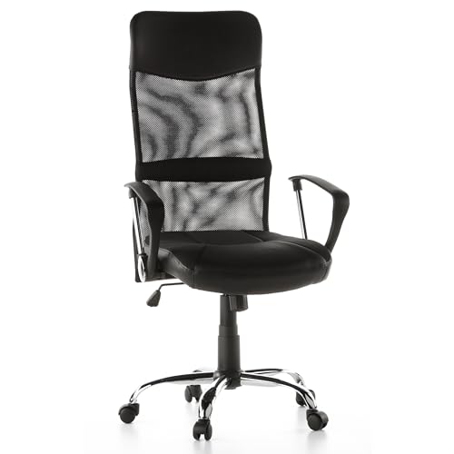 hjh OFFICE 729440 Bürostuhl STRYKA ergonomischer Drehstuhl, hohe Rückenlehne mit atmungsaktivem Netzstoff, schwarz von hjh OFFICE