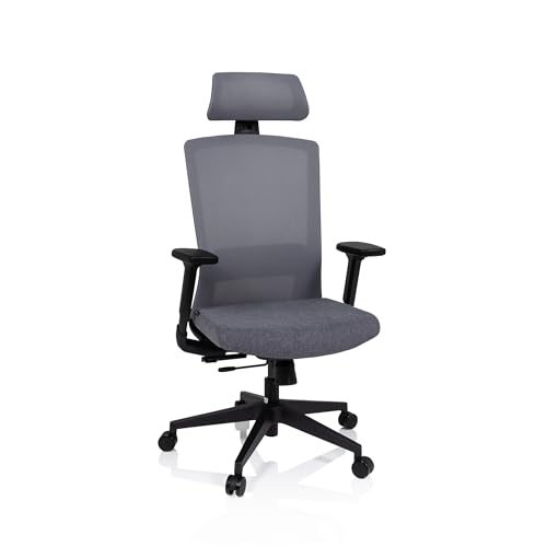 hjh OFFICE 732107 Profi Bürostuhl CAPTIVO Stoff/Netz Grau Drehstuhl ergonomisch, Sitztiefe & Armlehnen verstellbar von hjh OFFICE