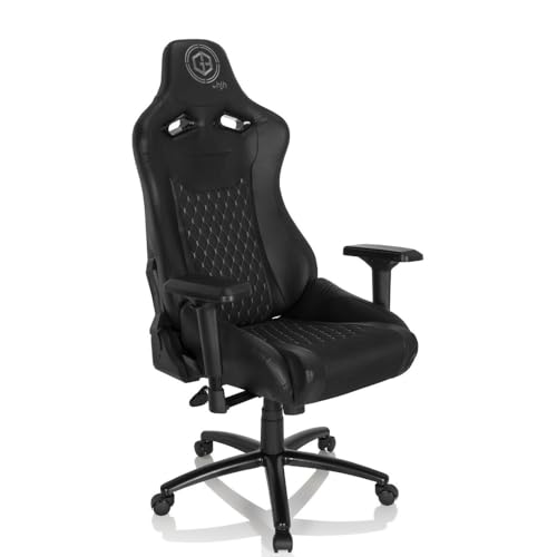 hjh OFFICE 734231 Gaming Stuhl GAMEBREAKER SX 04 Kunstleder/Stoff Schwarz Drehstuhl mit hoher Rückenlehne, Liegefunktion von hjh OFFICE