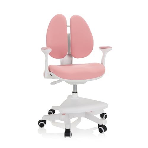hjh OFFICE 736415 Kinder Schreibtischstuhl Kid Wing Stoff Kinderschreibtischstuhl mit Fußablage, Armlehnen klappbar, Rosa/Weiß hjh OFFICE 736415 Kinder Schreibtischstuhl Kid Wing Stoff Kinderschreibtischstuhl mit Fußablage, Armlehnen klappbar, Rosa/Weiß von hjh OFFICE