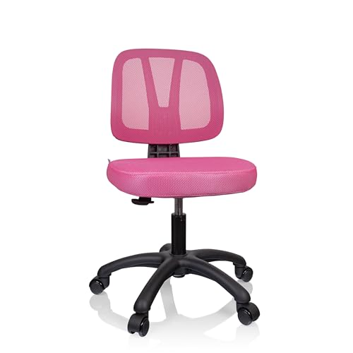 hjh OFFICE 736421 Kinder Schreibtischstuhl Kid YU 200 Netz Drehstuhl mit atmungsaktiver Rückenlehne, Rosa von hjh OFFICE