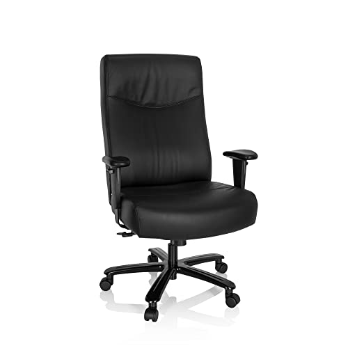 hjh OFFICE 738123 Chefsessel XXL Everest II Leder Schwarz Schreibtischstuhl gepolstert bis 150kg belastbar, höhenverstellbar von hjh OFFICE