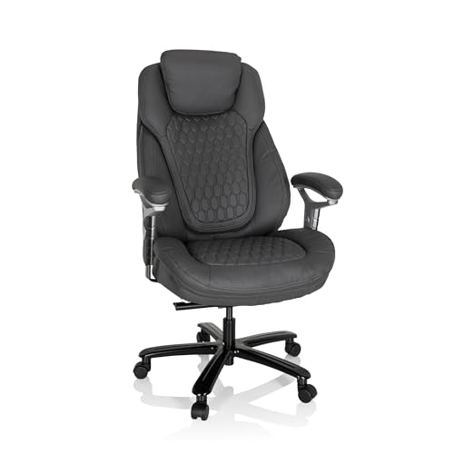hjh OFFICE 738126 XXL Chefsessel PULLMANN Kunstleder Grau Bürosessel bis 180kg belastbar, bequem gepolstert, höhenverstellbar hjh OFFICE 738126 XXL Chefsessel PULLMANN Kunstleder Grau Bürosessel bis 180kg belastbar, bequem gepolstert, höhenverstellbar von hjh OFFICE