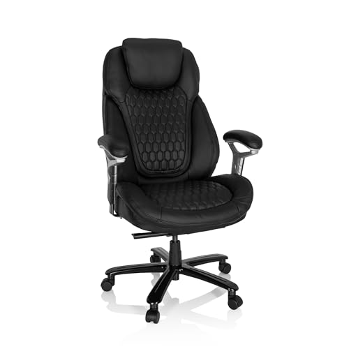 hjh OFFICE 738127 XXL Chefsessel PULLMANN I Leder Schwarz Bürosessel bis 180kg belastbar, bequem gepolstert, höhenverstellbar hjh OFFICE 738127 XXL Chefsessel PULLMANN I Leder Schwarz Bürosessel bis 180kg belastbar, bequem gepolstert, höhenverstellbar von hjh OFFICE