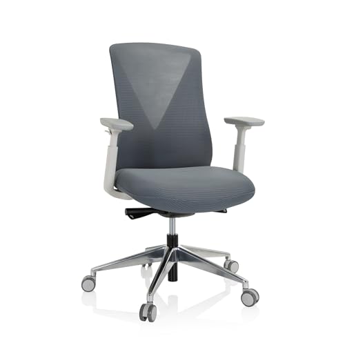 hjh OFFICE 740007 Profi Bürostuhl PAPIL PRO Stoff/Netz Grau Drehstuhl ergonomisch, Armlehnen verstellbar, Design-Rücken von hjh OFFICE