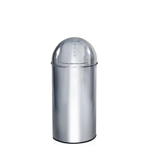 hjh OFFICE 741004 Mülleimer klein Push Chrom 35L Retro Abfallsammler mit Push-Klappe hjh OFFICE 741004 Mülleimer klein Push Chrom 35L Retro Abfallsammler mit Push-Klappe von hjh OFFICE