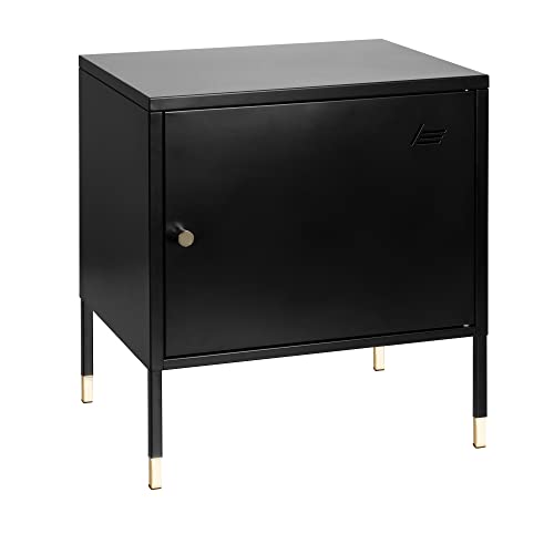 hjh OFFICE 743024 Metallschrank klein UMEO Schwarz/Gold Beistellschrank aus Metall im Industrial-Design, 50 x 45 x 35 cm von hjh OFFICE