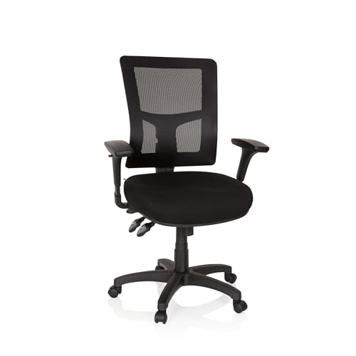 hjh OFFICE 760006 Bürodrehstuhl Impact PRO Netzstoff Schwarz Drehstuhl mit Verstellbarer Rückenlehne von hjh OFFICE