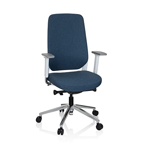 hjh OFFICE 790004 Profi Bürostuhl CHIARO T4 Stoff Blau/Weiß Drehstuhl ergonomisch, Armlehnen, Sitzhöhe & -Tiefe verstellbar von hjh OFFICE