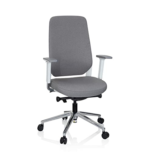 hjh OFFICE 790006 Profi Bürostuhl CHIARO T4 Stoff Grau/Weiß Drehstuhl ergonomisch, Armlehnen, Sitzhöhe & -Tiefe verstellbar von hjh OFFICE