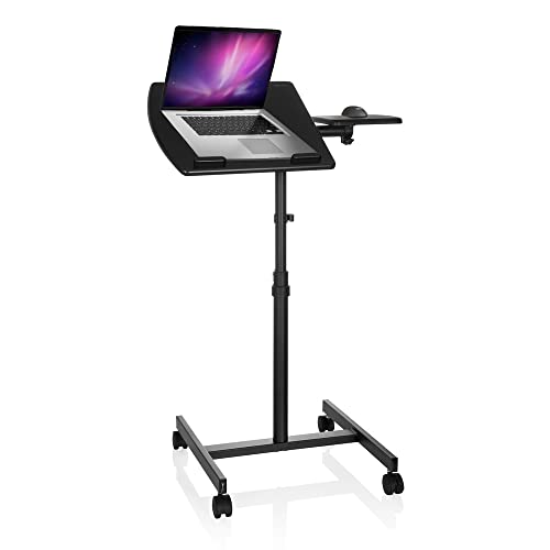 hjh OFFICE 802110 Stehtisch Laptopständer VM-SL Laptoptisch mit Mousepad-Ablage, drehbar & höhenverstellbar, mit Rollen von hjh OFFICE