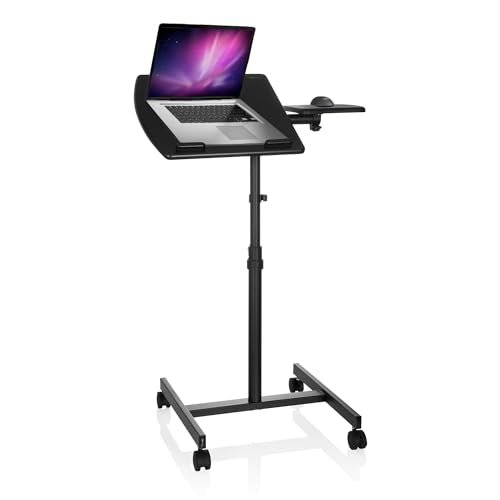 hjh OFFICE 802110 Stehtisch Laptopständer VM-SL Laptoptisch mit Mousepad-Ablage, drehbar & höhenverstellbar, mit Rollen von hjh OFFICE