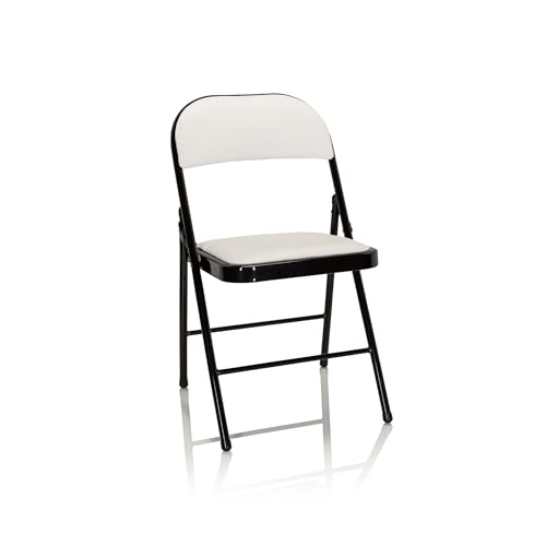 hjh OFFICE 803001 Klappstuhl gepolstert TUDELA Kunstleder Weiß Besucherstuhl Faltstuhl klappbar, bis 130kg belastbar von hjh OFFICE