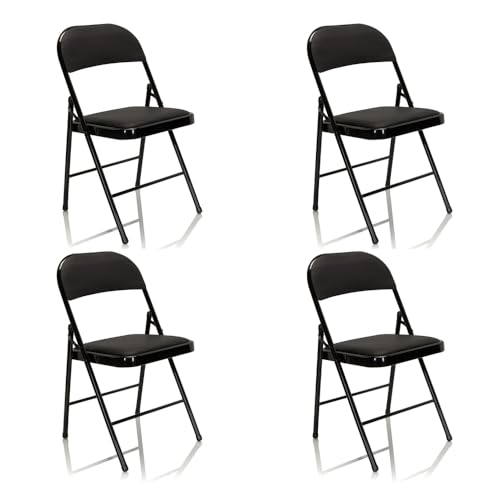 hjh OFFICE 803004 Klappstuhl 4er Set TUDELA Kunstleder Besucherstuhl Faltstuhl klappbar, bis 130kg belastbar, Schwarz von hjh OFFICE