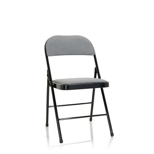 hjh OFFICE 803011 Klappstuhl gepolstert TUDELA II Stoff Hellgrau Besucherstuhl Faltstuhl klappbar, bis 130kg belastbar von hjh OFFICE