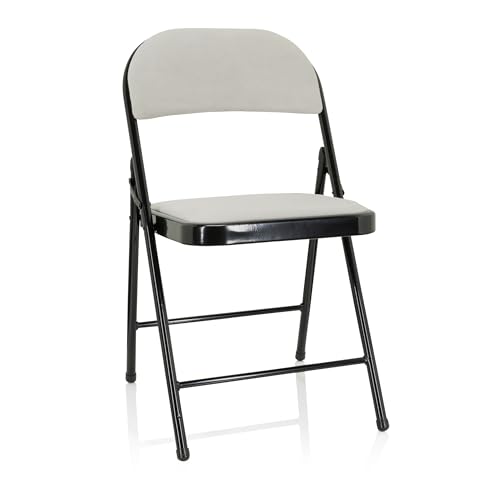 hjh OFFICE 803014 Klappstuhl gepolstert TUDELA I Samt Weiß Besucherstuhl Faltstuhl klappbar, bis 130kg belastbar von hjh OFFICE