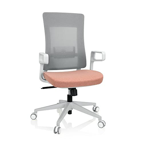 hjh OFFICE 810036 Bürostuhl ergonomisch COMFIO WMH Design Drehstuhl mit Verstellbarer Lendenstütze, Stoff/Netz Rosa von hjh OFFICE