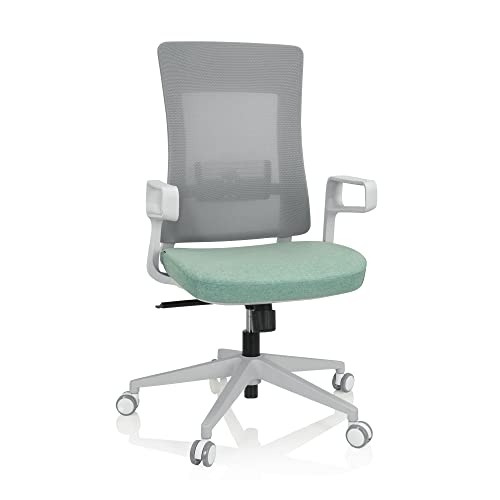 hjh OFFICE 810037 Bürostuhl ergonomisch COMFIO WMH Design Drehstuhl mit Verstellbarer Lendenstütze, Stoff/Netz Mint Grün von hjh OFFICE