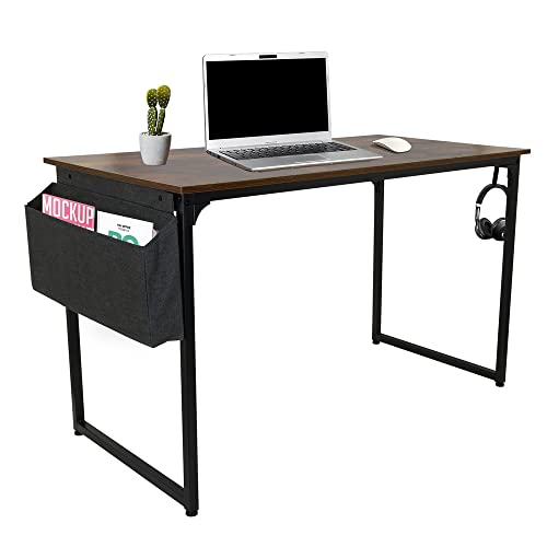 hjh OFFICE 821002 Schreibtisch mit Stauraum & Haken WORKSPACE H 120x60 Schwarz/Braun Computertisch im Industrial-Design von hjh OFFICE