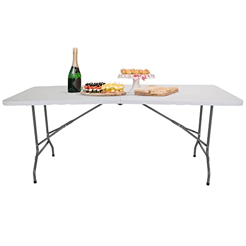 hjh OFFICE Campingtisch klappbar 152x70 cm Easy UP Multi II mit Tragegriff Klapptisch für 6 Personen Weiß, 830053 von hjh OFFICE