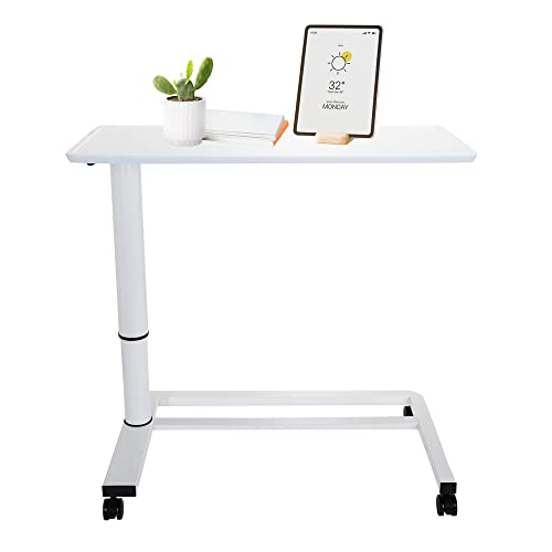 hjh OFFICE 830054 Sitz-Stehtisch höhenverstellbar Stand II Weiß Beistelltisch mit Gasfeder & Rollen, Höhe bis 107 cm von hjh OFFICE