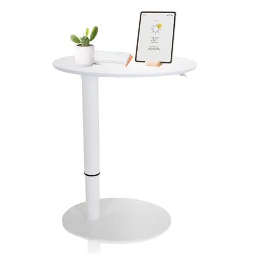 hjh OFFICE 830055 Stehtisch höhenverstellbar Stand III Weiß Beistelltisch Pult mit Gasfeder, Höhe bis 104,5 cm von hjh OFFICE