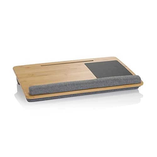 hjh OFFICE 830056 Laptopunterlage 55 x 36 cm COMFILAP Bambus Grau Kissentablett mit Maus- und Handgelenkauflage von hjh OFFICE