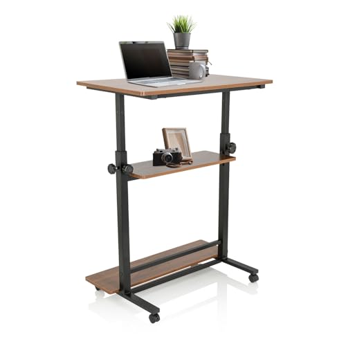 hjh OFFICE Stehpult höhenverstellbar Workstation II 80x50 cm Mobiler Computertisch mit Rollen, Laptoptisch, Schwarz/Walnuss 830070 hjh OFFICE Stehpult höhenverstellbar Workstation II 80x50 cm Mobiler Computertisch mit Rollen, Laptoptisch, Schwarz/Walnuss 830070 von hjh OFFICE