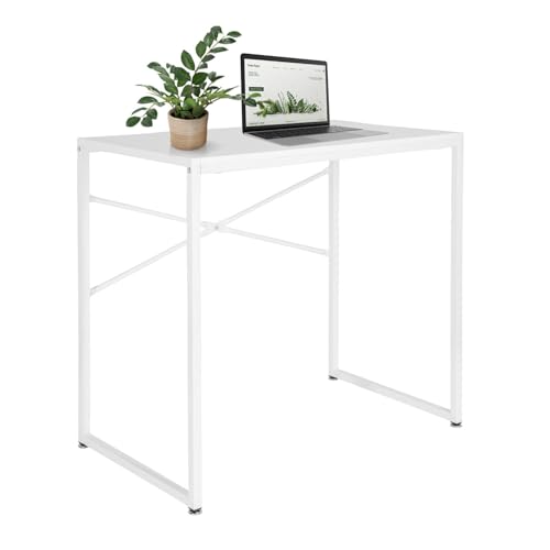 hjh OFFICE 830071 Schreibtisch weiß Easy UP H I 78x46 cm Computertisch mit Metallgestell, platzsparend & pflegeleicht von hjh OFFICE