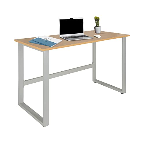 hjh OFFICE 830073 Schreibtisch 120x60 cm WORKSPACE Light I Buche/Silber schmaler Computertisch mit Stahlgestell von hjh OFFICE