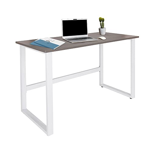 hjh OFFICE 830077 Schreibtisch 120x60 cm WORKSPACE Light I Grau/Weiß schmaler Computertisch mit Stahlgestell von hjh OFFICE