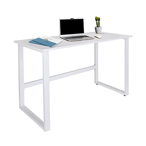 hjh OFFICE 830079 Schreibtisch 120x60 cm WORKSPACE Light I Weiß schmaler Computertisch mit Stahlgestell von hjh OFFICE