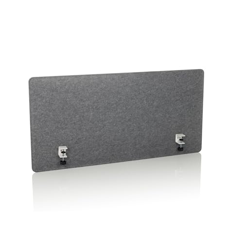 hjh OFFICE Akustik Tischtrennwand 60x120 cm FLEXMIUT 3D Schreibtisch Sichtschutz Büro, Schalldämmender Schreibtischteiler, Stoff Dunkelgrau von hjh OFFICE