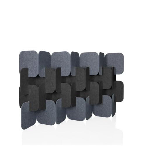 hjh OFFICE Akustik Trennwand 114x174 cm FLEXMIUT Plug 4er Set Stehwand erweiterbar, dekorativer Sichtschutz, Grau/Dunkelgrau von hjh OFFICE