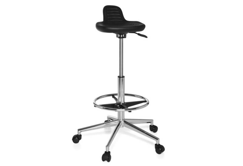 hjh OFFICE Arbeitshocker Drehhocker TOP WORK 03 Kunstleder ohne Armlehnen, Arbeitsstuhl Drehhocker Bürohocker mit Fußring, höhenverstellbar von hjh OFFICE