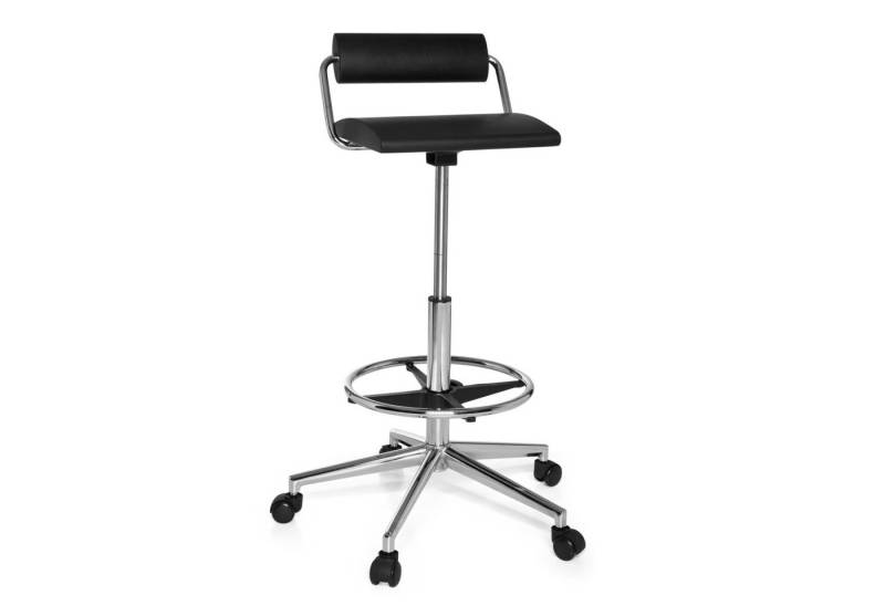 hjh OFFICE Arbeitshocker Drehhocker TOP WORK 28 Kunstleder ohne Armlehnen, Drehhocker Arbeitsstuhl mit Fußring, höhenverstellbar, Hartschaum Sitz von hjh OFFICE