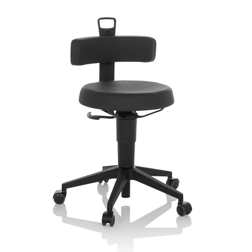 hjh OFFICE Balancestuhl höhenverstellbar TOP Work Flex PU beweglicher Arbeitshocker mit Rückenlehne, Kunstleder Schwarz von hjh OFFICE