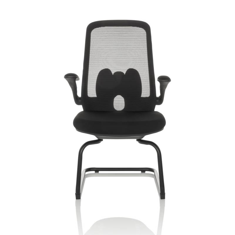 hjh OFFICE Besucherstuhl Freischwinger Stuhl MIKO VB Netz Stoff schwarz Stuhl von hjh OFFICE