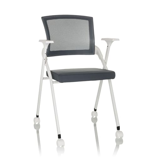 hjh OFFICE Besucherstuhl klappbar Priority II W Stoff Konferenzstuhl bis 150kg belastbar mit Rollen, Netzrücken, Grau hjh OFFICE Besucherstuhl klappbar Priority II W Stoff Konferenzstuhl bis 150kg belastbar mit Rollen, Netzrücken, Grau von hjh OFFICE