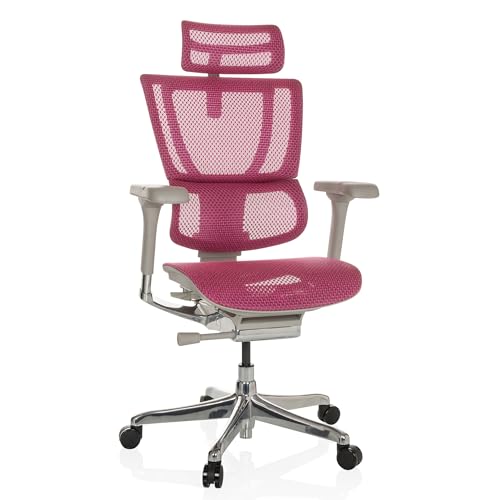 hjh OFFICE Bürostuhl ERGOHUMAN Slim I G Netz ergonomischer Bürosessel mit Flexibler Lordosenstütze, Rosa, 652294 von hjh OFFICE