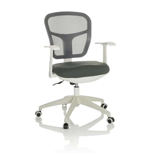 hjh OFFICE Bürostuhl TOP 108 W Stoff/Netzstoff Drehstuhl Arbeitsstuhl mit neigbarer Rückenlehne, gepolstert, Grau/Weiß, 729441 von hjh OFFICE