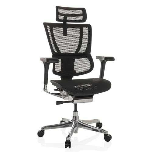 hjh OFFICE Bürostuhl ergonomisch ERGOHUMAN Slim GEN2 Originales Design, 24h Einsatz, Drehstuhl mit Flexibler Lordosenstütze, Netz Schwarz von hjh OFFICE