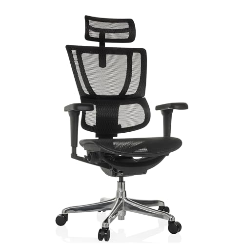 hjh OFFICE Bürostuhl ergonomisch ERGOHUMAN Slim Ultra GEN2 Originales Design, Bürosessel mit Flexibler Lendenwirbelstütze, Netzbespannung, Schwarz von hjh OFFICE
