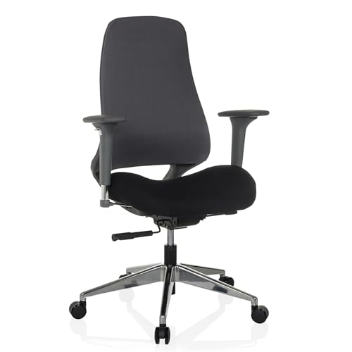 hjh OFFICE Bürostuhl ergonomisch HENFIELD G Drehstuhl mit Flexibler Rückenlehne, Muldensitz mit Sitztiefenverstellung, Stoff Grau/Schwarz von hjh OFFICE