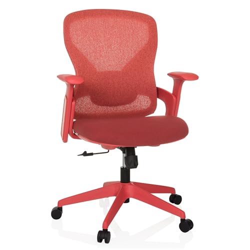 hjh OFFICE Bürostuhl ergonomisch NOWUM Netz-Rückenlehne mit Verstellbarer Lordosenstütze, Abriebfester Stoffbezug, Rot hjh OFFICE Bürostuhl ergonomisch NOWUM Netz-Rückenlehne mit Verstellbarer Lordosenstütze, Abriebfester Stoffbezug, Rot von hjh OFFICE